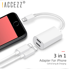 !ACCEZZ 3 IN 1 Dual Lighting Charge Earphone Adapter For IPhone X XR XS MAX 7 8 Plus Calling Listening Audio Charging IOS 11 12 2024 - buy cheap