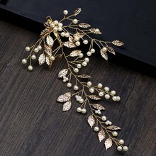 FORSEVEN Gold Leaf Simulated Pearls Hair Clip Hair Pins Headband Bridal Wedding Headpieces Hair Jewelry for Women Bride Noiva 2024 - buy cheap
