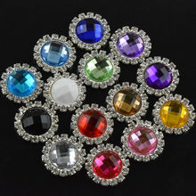 Wholesale 50pcs/lot Alloy Flat Back Button with Acrylic Rhinestone 20MM DIY Hair Accessory 14color for choose Free Shipping BT12 2024 - buy cheap