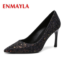 ENMAYLA/повседневная женская обувь без шнуровки с острым носком женские туфли-лодочки на каблуке Sapato Feminino Женская обувь, размер 34-39, ZYL2010 2024 - купить недорого