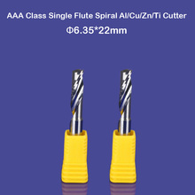 Free Shipping 2pcs/lot New 6.35mm AAA Carbide CNC Router Bits Single Flute Aluminum Cutting Tools Alu Cutter 1/4" CEL 22mm 2024 - buy cheap