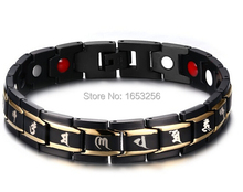 8,66 ''x 12 MM nueva lista 51g de peso de acero inoxidable negro energía magnética germanio pulsera joyería religiosa de los hombres es regalo de vacaciones 2024 - compra barato