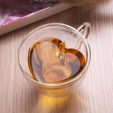 240 мл сердце двухслойный бесцветное прозрачное стекло чайная чашка кофе Подарочная кружка чайник 2024 - купить недорого