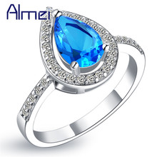 Almei Rings Women Silver Crystal Jewelry Anillos Wedding Female Pear 2017 Ring Bague Femme Wedding Anel With Stones Aneis J303 2024 - buy cheap