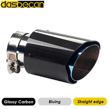 Dasbecan Glossy 3k Carbon Straight Edge Bluing Car Tail Exhaust Pipes Car Styling Stainless Steel Tail Muffler Tips Universal 2024 - buy cheap