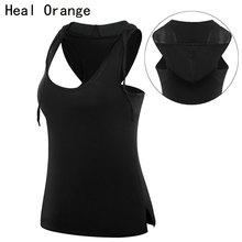 Heal Orange Women Running Vest Sportswear Hooded Women Tank Tops Sleeveless Dry Quick  Gym Clothes Singlet Running Yoga shirts 2024 - buy cheap