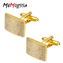 MeMolissa Classic Shirt Gold Color laser Square cufflinks for mens Brand cuff buttons cuff links High Quality abotoadura Jewelry 2024 - buy cheap