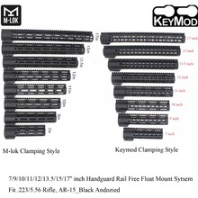 TriRock 7/9/10/11/12/13.5/15/17'' inch Clamping Style Keymod/M-lok Handguard Rail Picatinny Free Float Mount System_Black Color 2024 - купить недорого