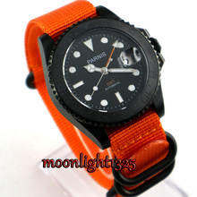 Parnis-relógio masculino, mostrador preto em nylon, 40mm e vidro de safira, mecanismo automático 2024 - compre barato