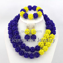 Latest Design Fashion Blue And Yellow Crystal Beads Balls Jewelry Set African Beads Necklace Bracelet Set Free Shipping GS526 2024 - buy cheap