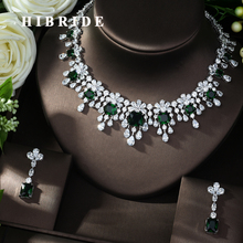 HIBRIDE Newest Luxury Sparking Brilliant Cubic Zircon Necklace Earrings Wedding Bridal Jewelry Sets Dress Accessories N-988 2024 - buy cheap