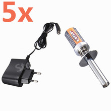 5Sets/Lot 1800mAh Rechargeable EU Glow Plug Igniter With Charger 80231 For RC Cars 1/10 Nitro Tools Engine Parts Truck HSP 80101 2024 - buy cheap