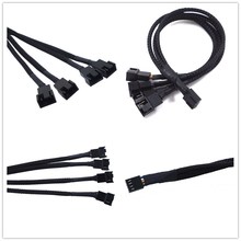 Высокое Качество 4-контактный Pwm кабель вентилятора от 1 до 2/3/4 пути сплиттер черный рукав 27 см удлинитель кабель разъем 4Pin PWM удлинительные кабели 2024 - купить недорого