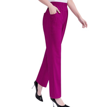 Pantalones de talla grande para mujer de mediana edad, Pantalón elástico informal, Delgado, suelto, de cintura alta, recto, 5XL, F278 2024 - compra barato