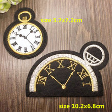 New arrival mixed 10 pcs 2 styles new clock Embroidered patches iron on cartoon Motif RS Applique embroidery accessory 2024 - buy cheap