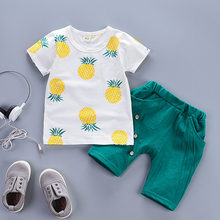 Летняя новая детская одежда BOTEZAI с принтом фруктов для мальчиков 2020 Модная хлопковая Футболка для мальчиков + шорты 2 спортивная одежда 2024 - купить недорого