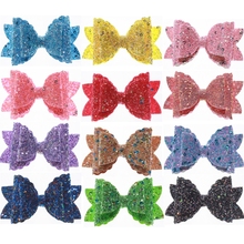200PCS 8CM Newborn Glitter Leather Hair Bow Fabric Flower For Wedding Invitation Artificial Flowers For Dress Home Decoration 2024 - buy cheap