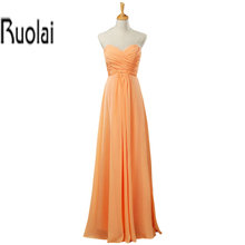 Оранжевое шифоновое милое плиссированное платье трапециевидной формы длиной до пола, длинное платье подружки невесты 2024 - купить недорого