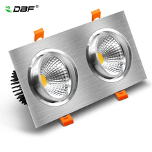 [Dbf] refletor de led quadrado com ângulo ajustável, cob, 14w, 18w, 24w, 30w, luminária embutida para teto