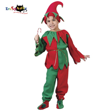 Eraspooky 2018 Christmas Elf Cosplay BoysChristmas Costumes for Kids Santa Claus Girl Carnival Party Fancy Dress Elf Hat Outfit 2024 - buy cheap
