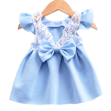 Girls Dresses 2020 Autumn New Children's Wear Girls Sweet Flying Sleeves Lace Bow Backless Princess Dress 2024 - buy cheap