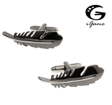 Factory Price Retail Men's   Copper Material Black Colour Feather Style   Cuff Links 2024 - buy cheap