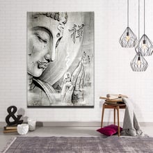 Pinturas en lienzo para decoración del hogar, arte de pared, imágenes de Buda blanca de religión, póster abstracto de meditación de alta definición para sala de estar, 1 pieza 2024 - compra barato