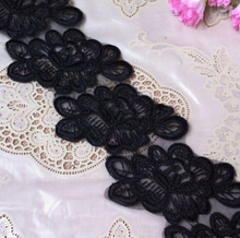 2 metros por lote Beaufiul Black Lace passamanarias tecido para vestido de noiva 7.5 cm de largura luxo bordado guarnição do laço 2024 - compre barato