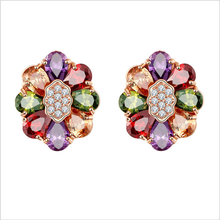 Flower Multicolor Garnet Morganite Crystal Zircon Rose Color Ear Jewelry Stud Earring M01-ER0110 2024 - buy cheap