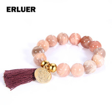 ERLUER Piedra Natural DIY hilo de acero inoxidable etiqueta colgante borlas pulseras y brazaletes para mujer pulsera elástica 2024 - compra barato