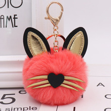 Cute  Pom Pom Keychains Fake Rabbit fur ball key chain porte clef pompom de fourrure fluffy Bag Charms bunny keychain Keyring 2024 - buy cheap