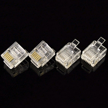 New Gold Plated Network Connector 100PCS Crystal Head RJ12 6P6C Modular Plug wholesales 2024 - buy cheap