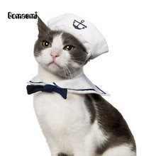 Gomaomi Adjustable Pet Puppy Cat Dog Cosplay Costume Sailor Suit Outfit Clothes Hat& Cape Navy Tie 2024 - buy cheap