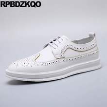 Wingtip Elevator White Comfort Rubber Height Increasing Oxfords Brogue Designer Lace Up Pointed Toe Business Casual Men Shoes 2024 - buy cheap