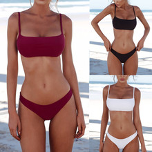 2020 Summer Women Solid Bikini Set Push-up UnPadded Bra Swimsuit Swimwear Bather Suit Swimming Suit biquini#1130y25 2024 - buy cheap