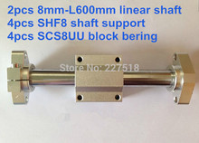 2 piezas 8mm-600mm lineal redondo + 4 piezas SHF8 soporte del eje de + 4 piezas SCS8UU bloque de bering 2024 - compra barato