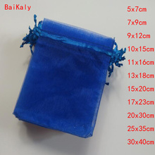 100pcs Royal Blue Drawstring Organza Bags favor Wedding Pouches Jewelry Packaging Bags Candy Gift Bag Party Decoration Supplies 2024 - buy cheap