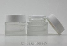 15G 15ML Frost Glass Cream Jar, Empty Cosmetic Sample Container with White Plastic Cap Plastic Pad  Inner Lid, 30pcs/lot 2024 - buy cheap