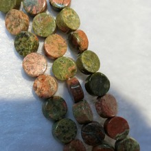Wholesale 80pcs Flat Round Unakite Anyolite Natural Stone Loose Beads Accessories For Jewelry Making DIY Bracelet Necklace Free 2024 - buy cheap