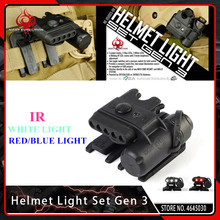 Night Evolution Tactical Helmet Light Set Gen 3 Airsoft White&Red Infrared LED Weapon Flashlight 360 Rotate Black Tan