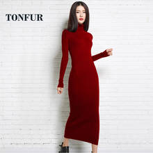 2019 new autumn and winter sexy long dress soft feminine long collar cashmere sweater female turtleneck knitted pullovers SR209 2024 - buy cheap