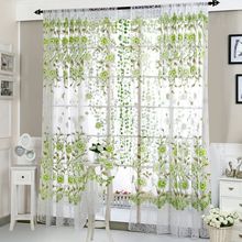Fashion Window Curtain Flower Print Divider Tulle Voile Drape Panel Sheer Scarf Valances House Office Curtain 2024 - buy cheap