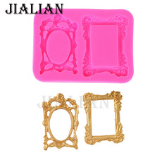 3D Retro Mirror Frame chocolate Candy Sugar Craft Jello Jelly cake decorating tools DIY baking fondant silicone mold T0423 2024 - buy cheap