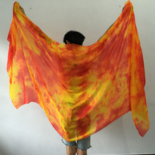 New 98"=250cm real 100% silk Veils for belly dancing Tie-dyed colorful Bellydance Fan Veils Stage Show Props Hand Scarf 2024 - buy cheap