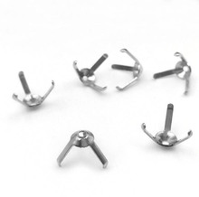 Stainless Steel 3 Prong Pins Triangle Base Blanks Findings DIY for 10mm Rhinestone CZ Jewelry Making 2024 - buy cheap