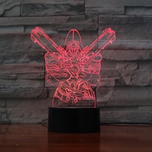 Lâmpada de mesa ilusão 3d desenhos animados, anime, hero, crianças, controle remoto por toque, luz para casa, presente