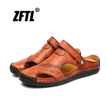 ZFTL New men sandals slippers summer man casual beach shoes large size 38-48 genuine leather leisure man sandals slippers   58 2024 - buy cheap