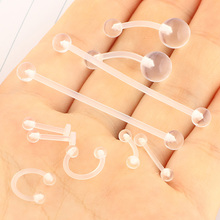 JUNLOWPY Clear lip Stud Belly Button Rings Cartilage Retainer 16G 14G Nose Piercing Flexible Acrylic Bioflex Industrial Bar 2024 - buy cheap