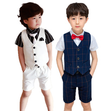 School Boys Vest Suit for Wedding Kids Vest+Shorts 2pcs Formal Suit Gentleman Party Dress Children Graduation Tuxedo Costume 2024 - buy cheap