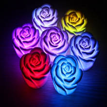 Новый 1 шт. светодиодный светильник с розами, 7 цветов, романтичный светильник в форме свечи, высококачественный праздничный вечерний светильник для украшения 2024 - купить недорого